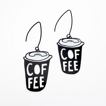 DENZ Coffee Cup Earrings Black & White
