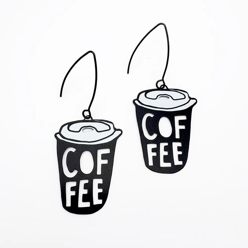 DENZ Coffee Cup Earrings Black & White