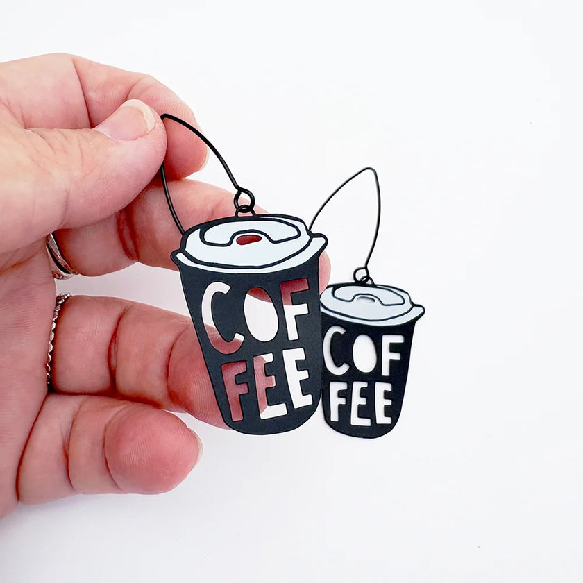 DENZ Coffee Cup Earrings Black & White