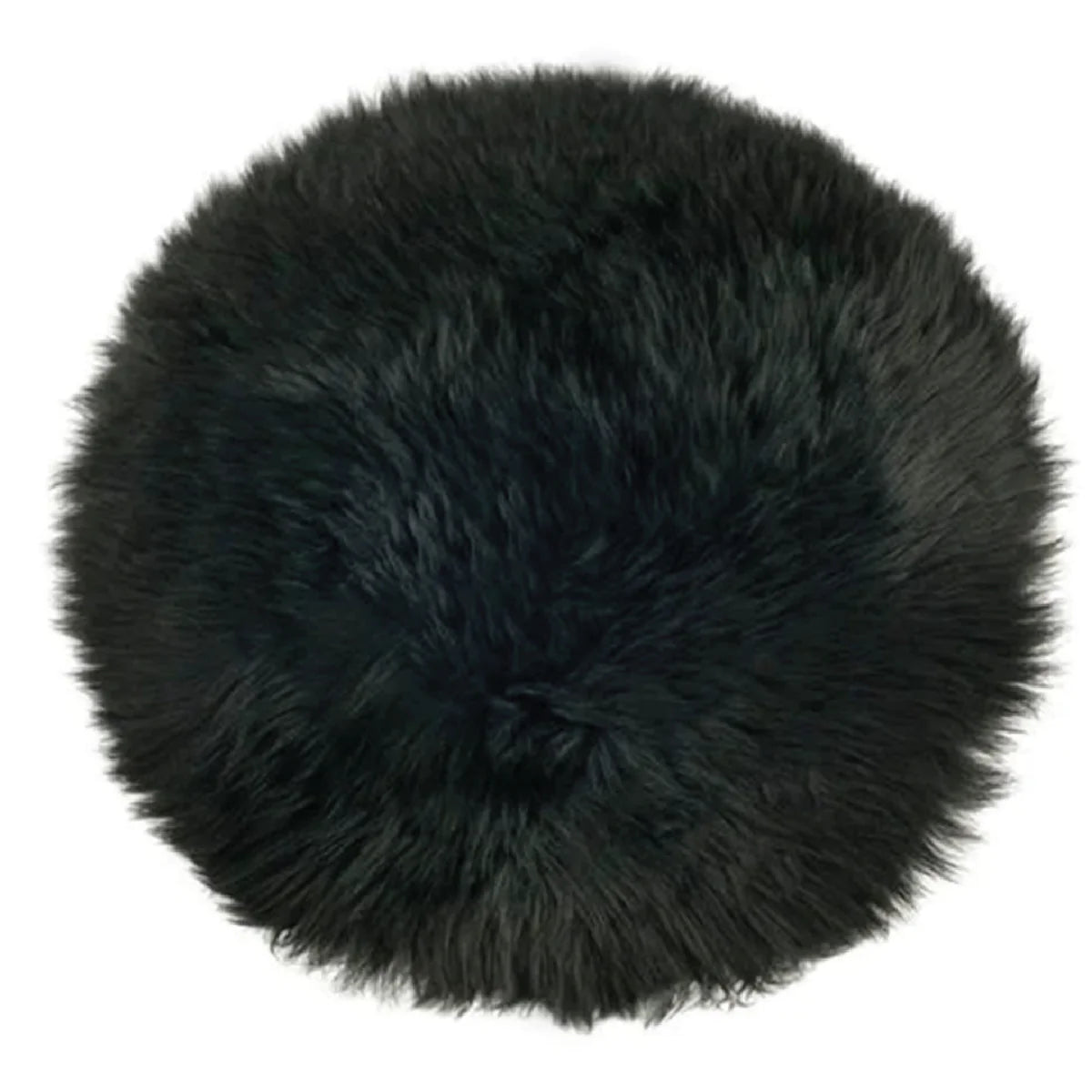Auskin Sheepskin Long Wool Circle Cushion Black 37cm