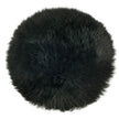 Auskin Sheepskin Long Wool Circle Cushion Black 37cm
