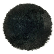Load image into Gallery viewer, Auskin Sheepskin Long Wool Circle Cushion Black 37cm
