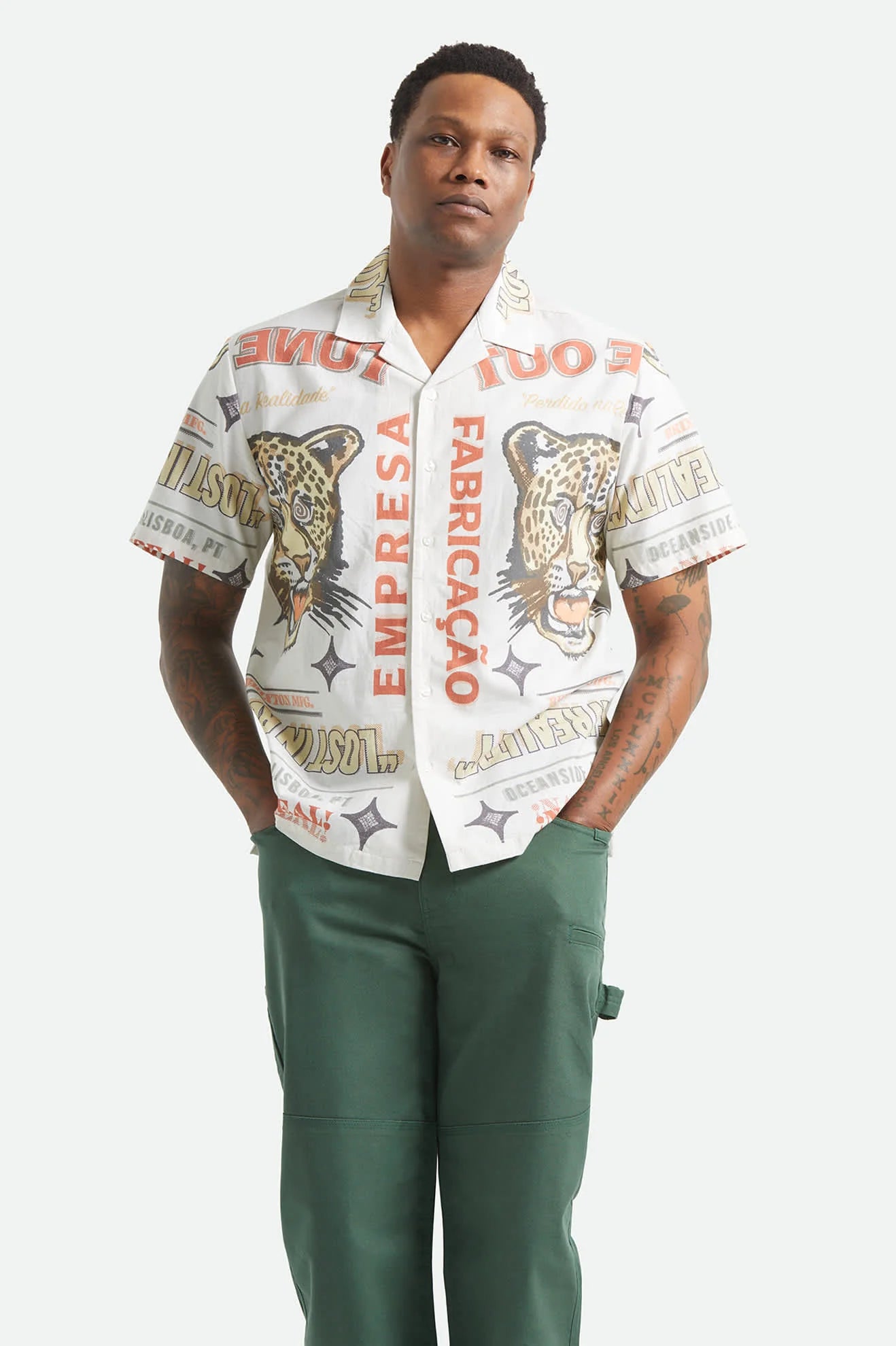 Brixton Getaway Camp Collar SS Shirt Lost In Reality Print