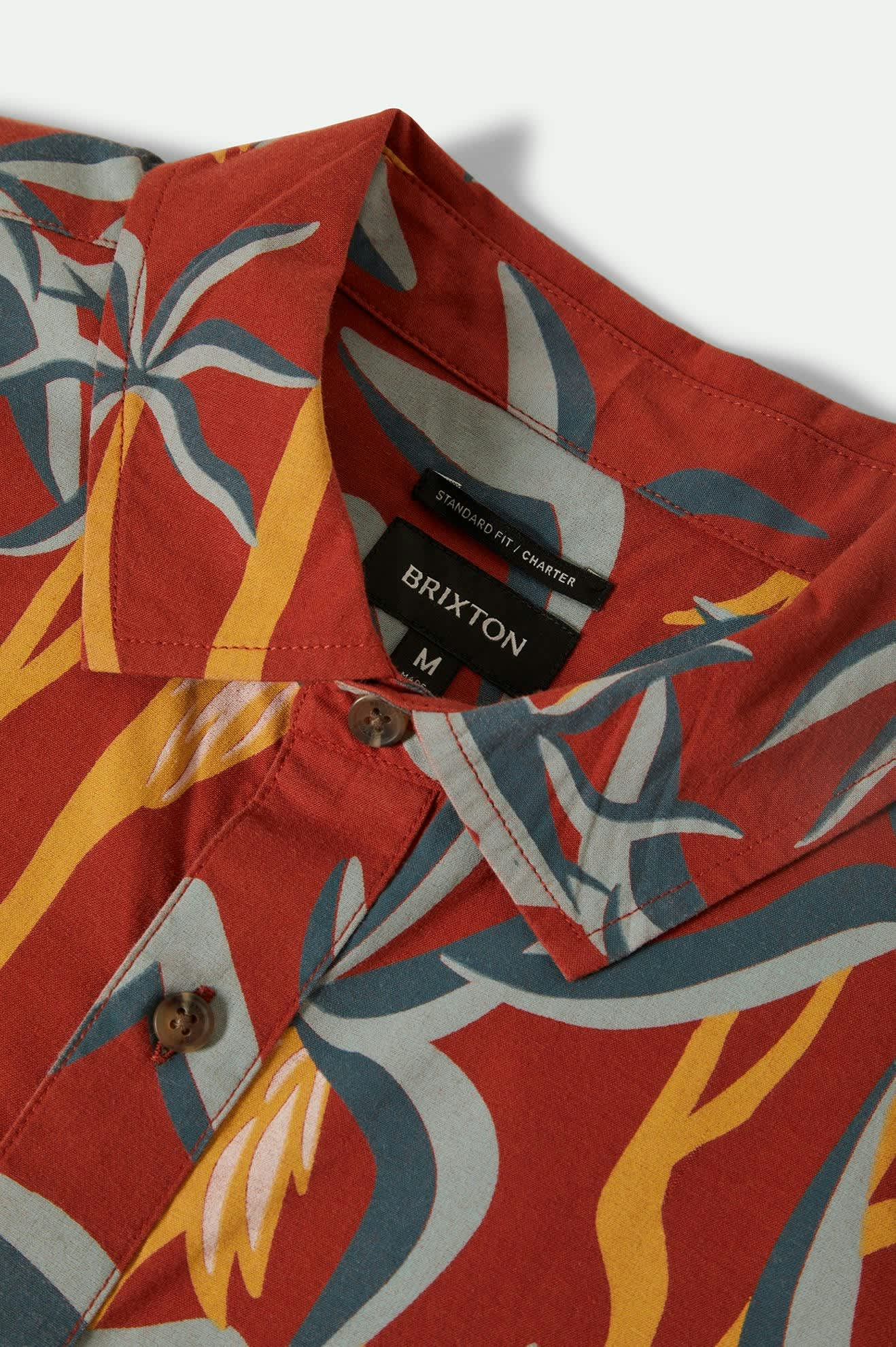 Brixton Charter Print S/S Woven Dark Red Scenic Trip