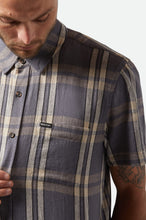 Load image into Gallery viewer, Brixton Charter Linen Blend S/S Woven Charcoal/Beige Plaid
