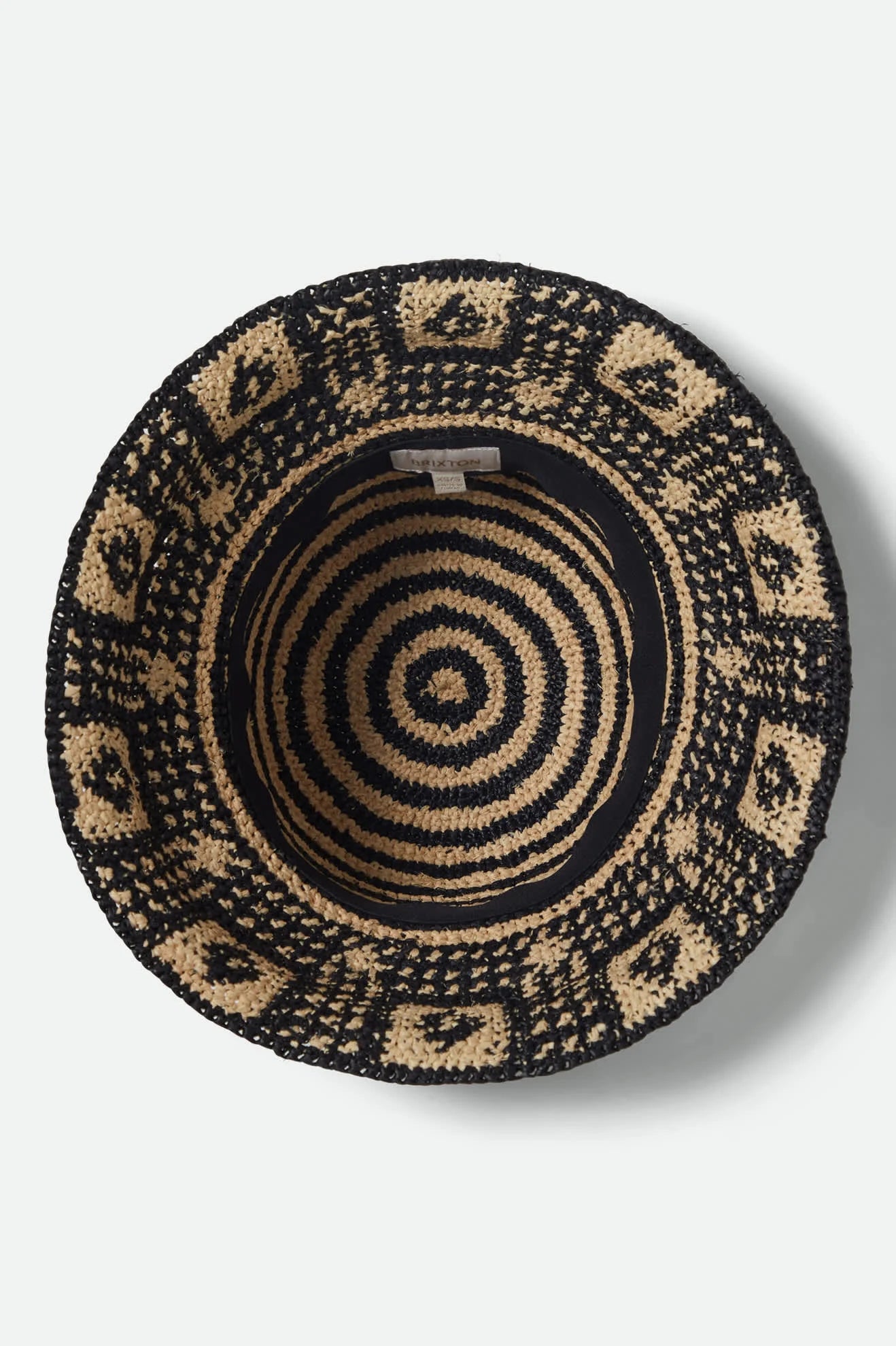 Brixton Redding Packable Straw Bucket Hat Black/Natural