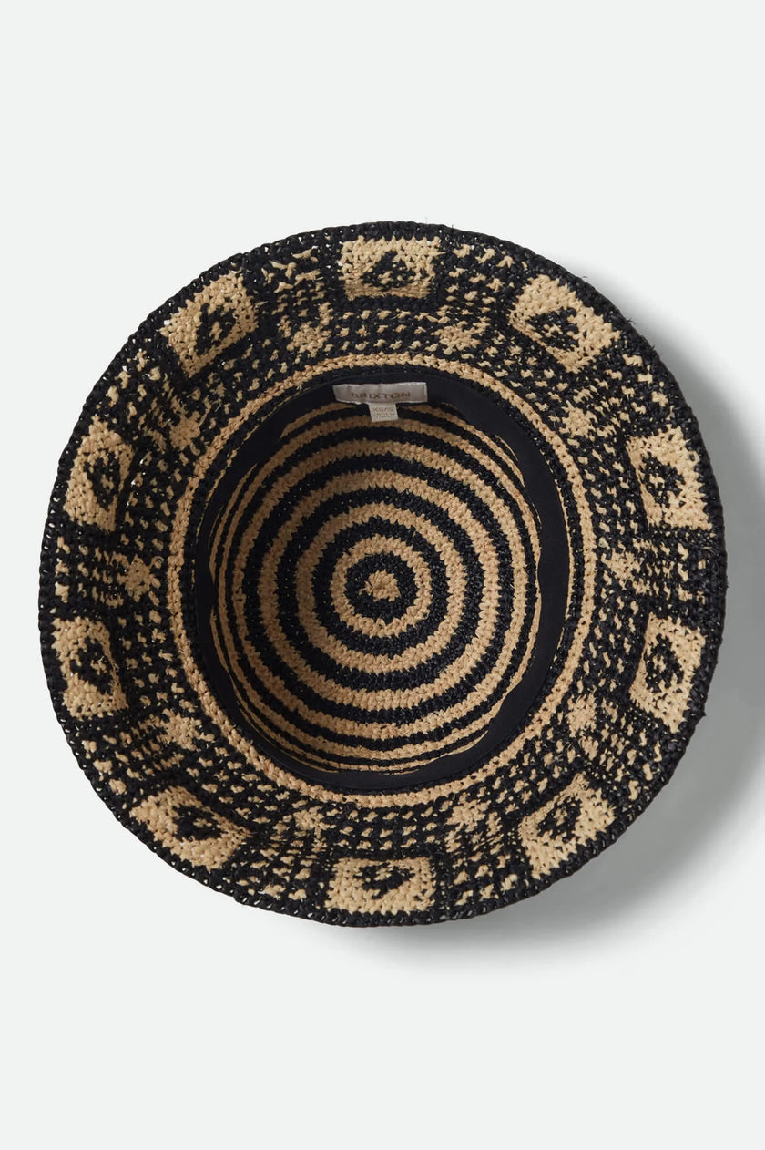 Brixton Redding Packable Straw Bucket Hat Black/Natural