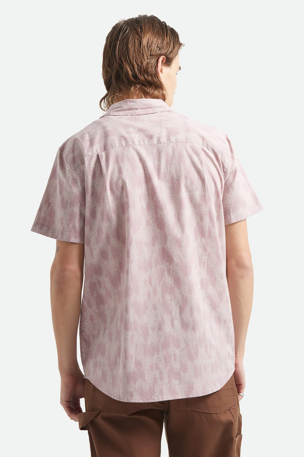 Brixton Charter Print SS Shirt Dark Pink/Silver Crackle Paint