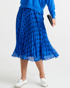 Betty Basics Chanel Pleated Skirt Bluebell Spots