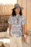 Brixton Charter Print SS Shirt Navy/White Collage