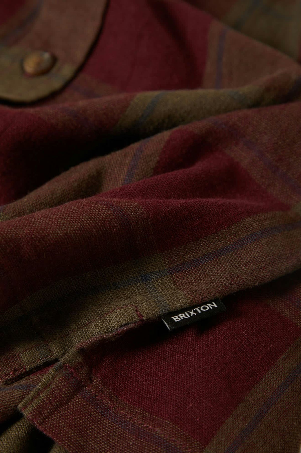 Brixton Cru Linen Blend S/S Woven Shirt Olive Surplus/Port