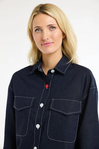 365 Days Maverick Linen Shirt Navy/White