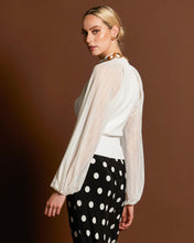 Load image into Gallery viewer, Fate + Becker Snowflake Sheer Sleeve Knit Top White
