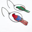 DENZ Eclectus Parrot Mismatched Earrings Red/Blue/Green