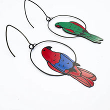 Load image into Gallery viewer, DENZ Eclectus Parrot Mismatched Earrings Red/Blue/Green
