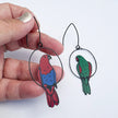 DENZ Eclectus Parrot Mismatched Earrings Red/Blue/Green