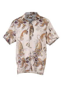 Olga De Polga 99 Tigers Hawaiian Shirt Ecru Seersucker