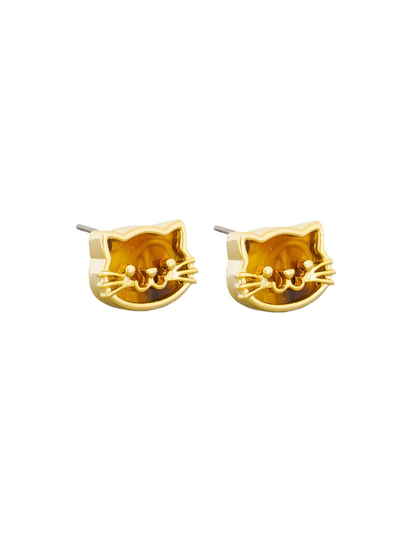 Tiger Tree EKJ6522A Amber Kitty Cat Studs