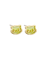 Load image into Gallery viewer, Tiger Tree EKJ6522G Green Kitty Cat Studs
