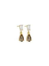 Load image into Gallery viewer, Tiger Tree Smoky Crystal Teardrop Earrings
