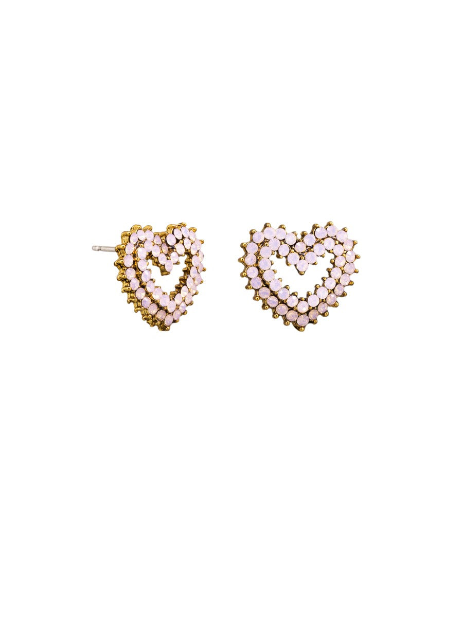 Tiger Tree Rose Quartz Beating Heart Earrings