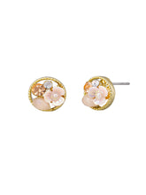Load image into Gallery viewer, Tiger Tree Pink Flower Crystal Bouquet Earrings
