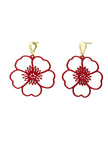 Tiger Tree Maroon Large Hanging Pansy Earrings