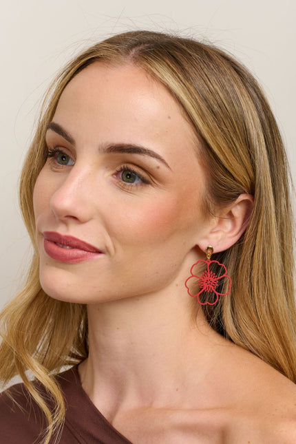 Tiger Tree Maroon Large Hanging Pansy Earrings