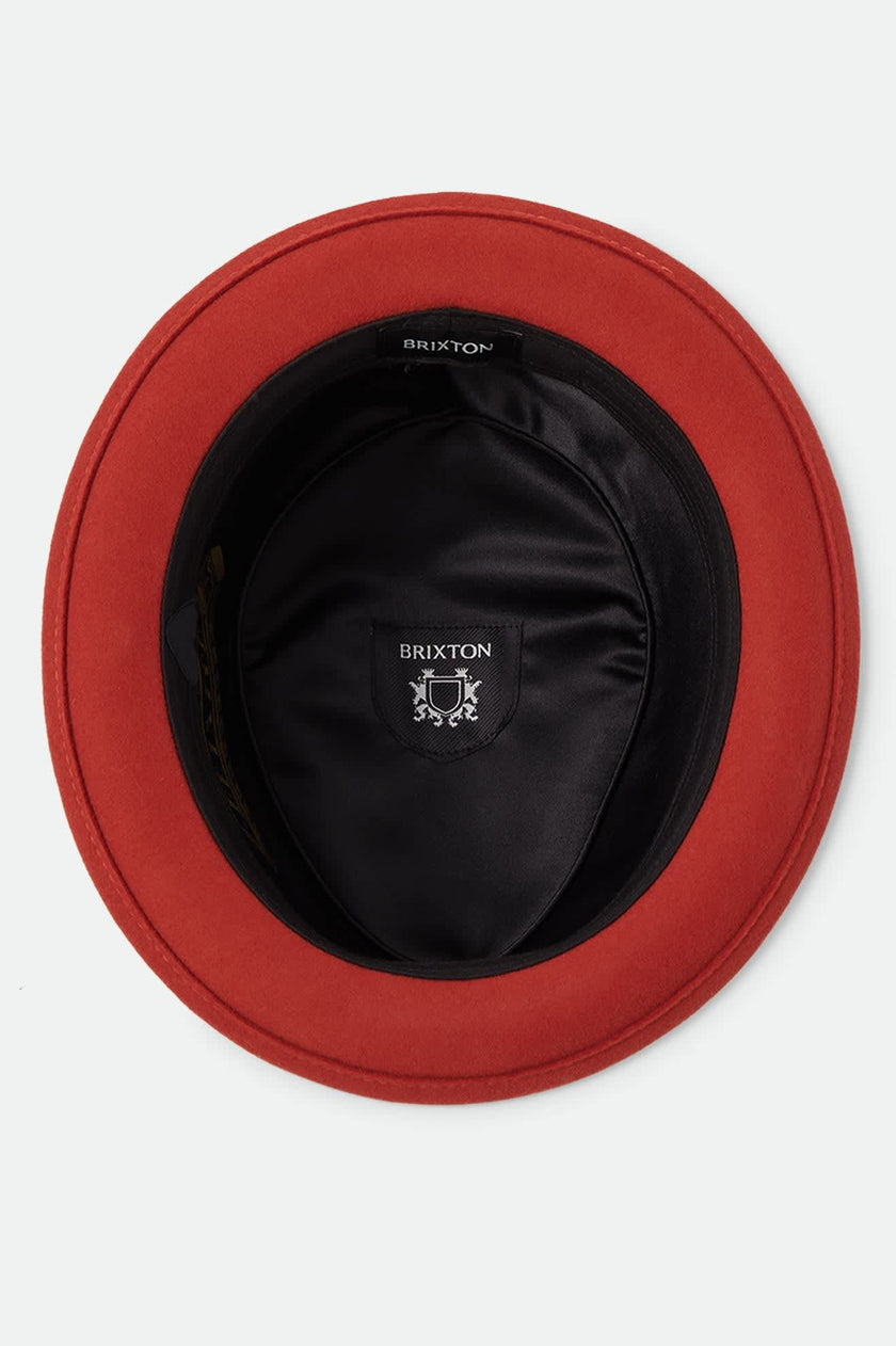 Brixton Stout Pork Pie Hat Red Earth/Wax Paper