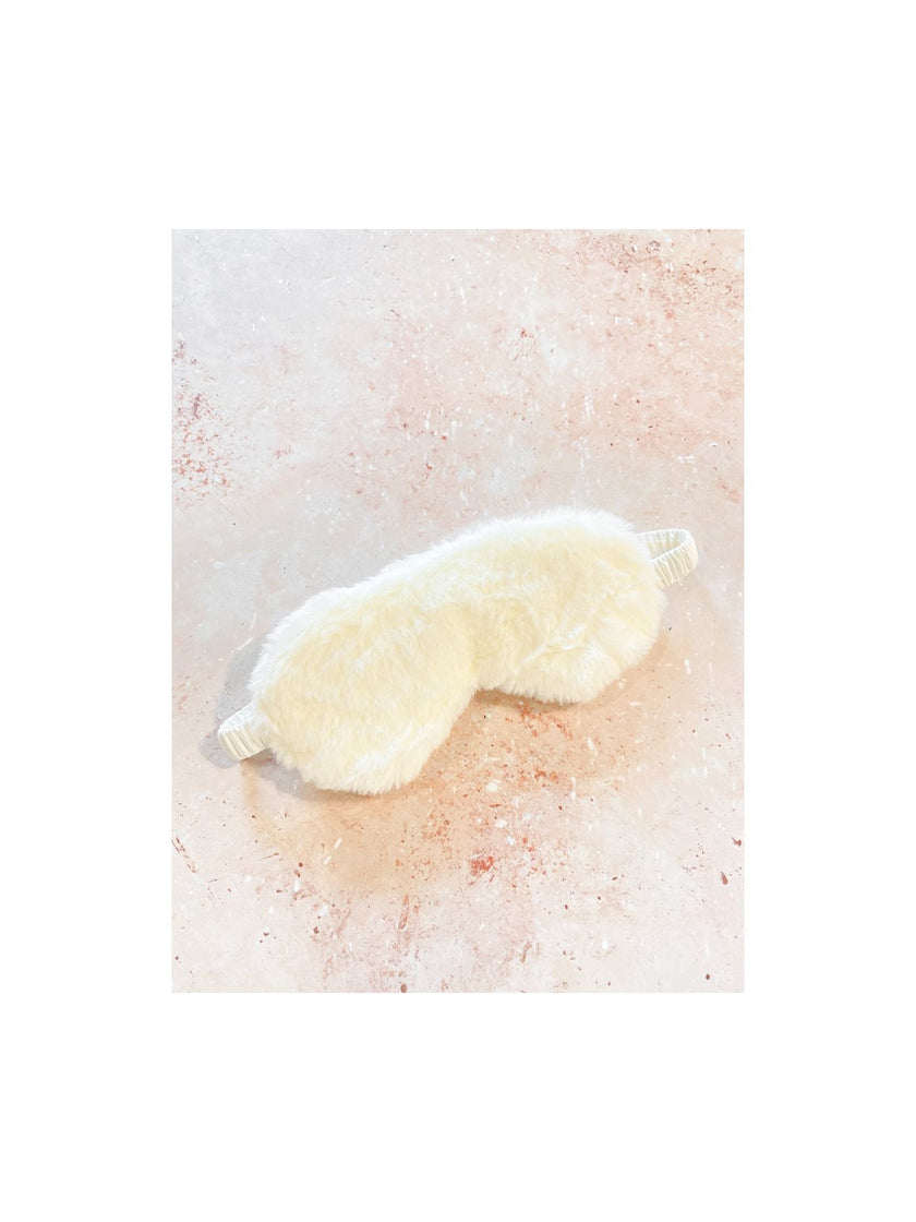 Angel Whispers Fluffy Satin Eye Mask White