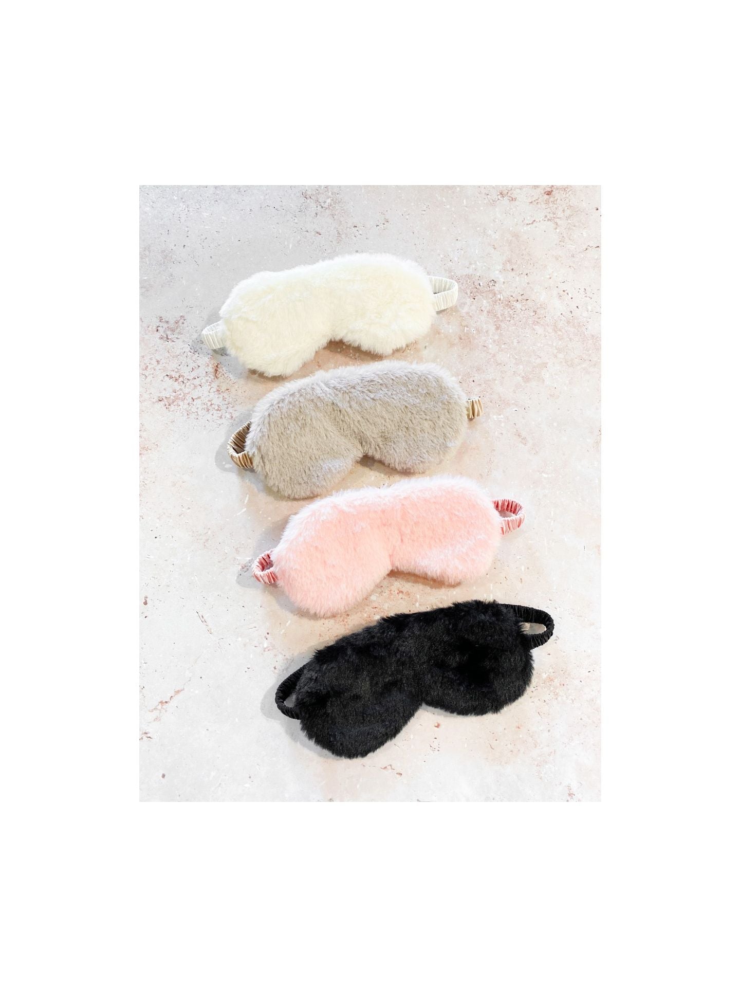Angel Whispers Fluffy Satin Eye Mask Black