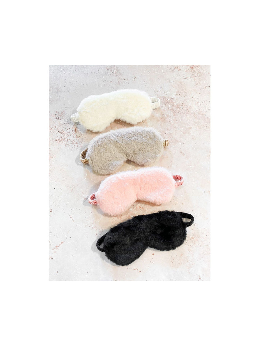 Angel Whispers Fluffy Satin Eye Mask Black