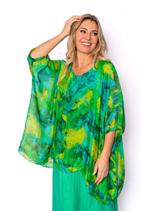 The Italian Closet Brooke Batwing Silk Top Emerald