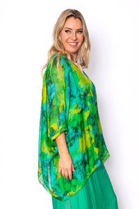 The Italian Closet Brooke Batwing Silk Top Emerald