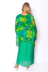 The Italian Closet Brooke Batwing Silk Top Emerald