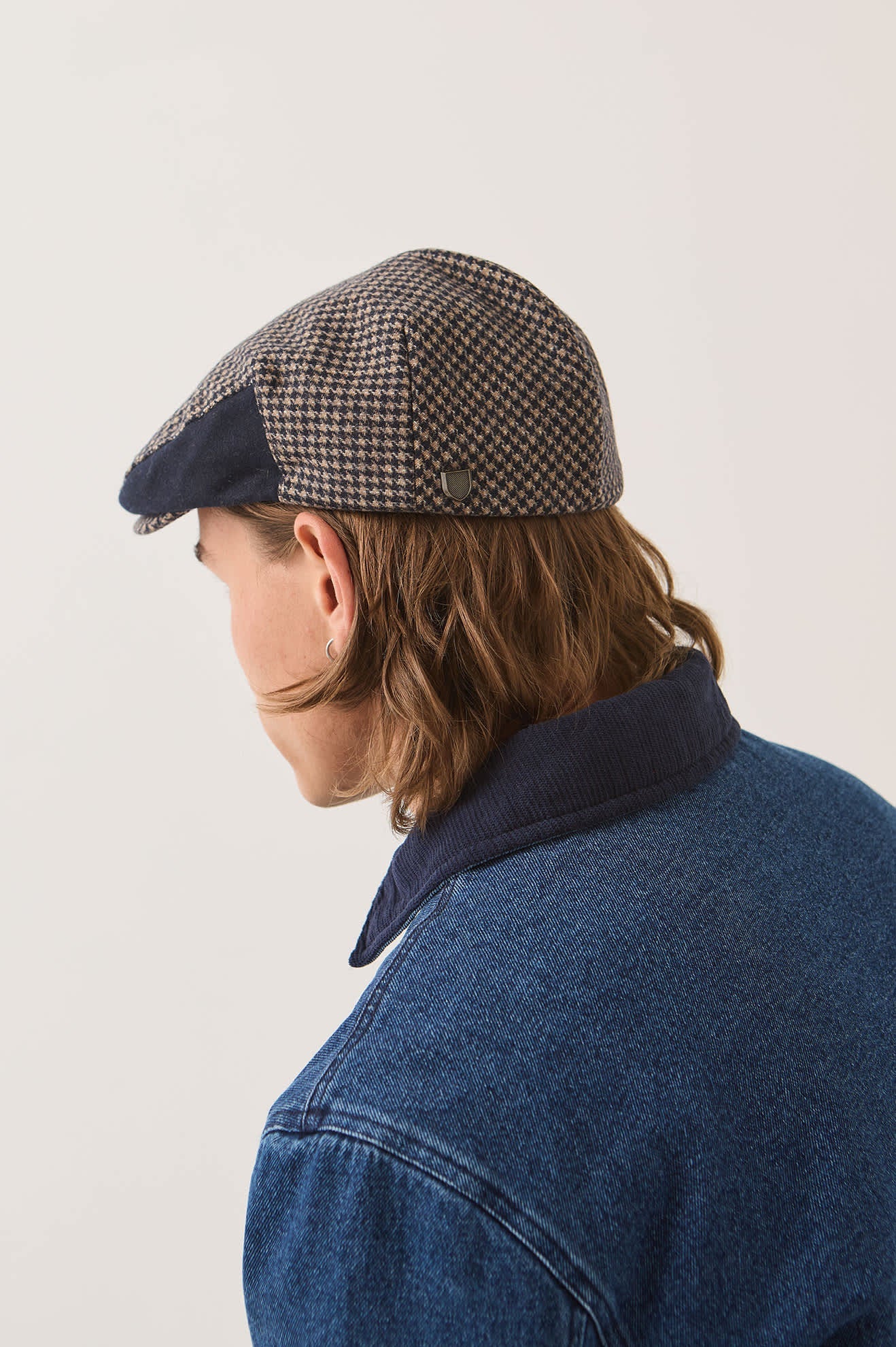 Brixton Hooligan Snap Cap Navy/Sand Houndstooth