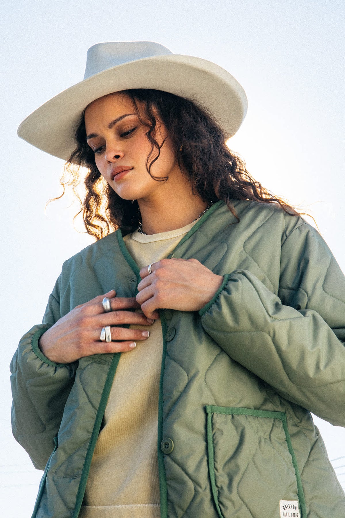 Brixton Delilah Quilted Jacket Olive Surplus