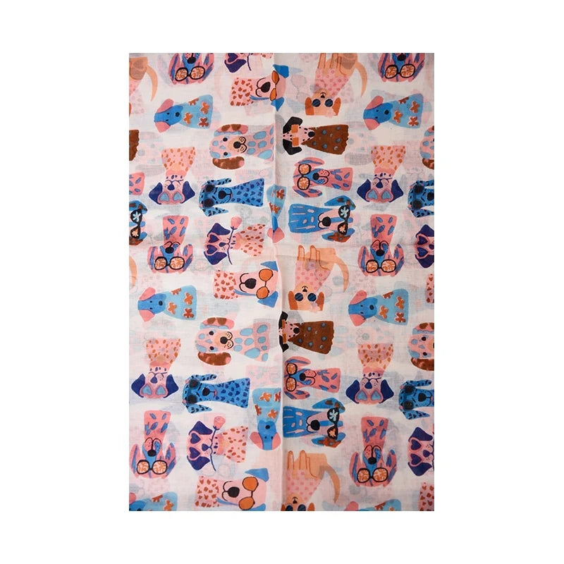 Palme 67994 Cotton Dogs Print Scarf Pink