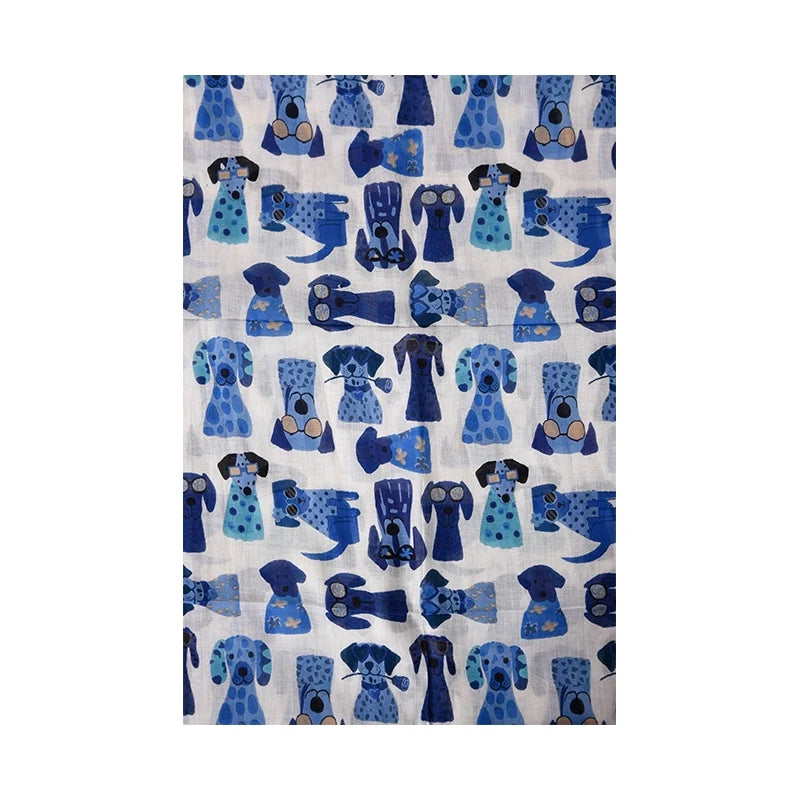 Palme 67994 Cotton Dogs Print Scarf Blue