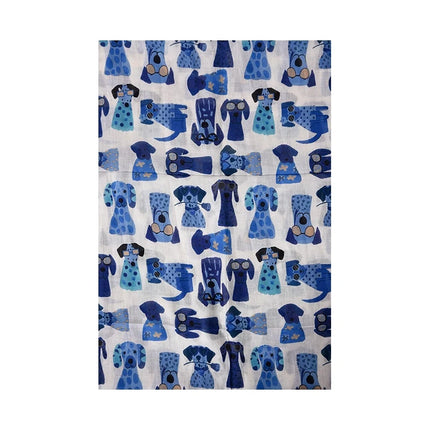 Palme 67994 Cotton Dogs Print Scarf Blue
