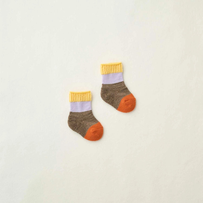 Yahae Wool Pile Sole Baby Socks Yellow x Purple