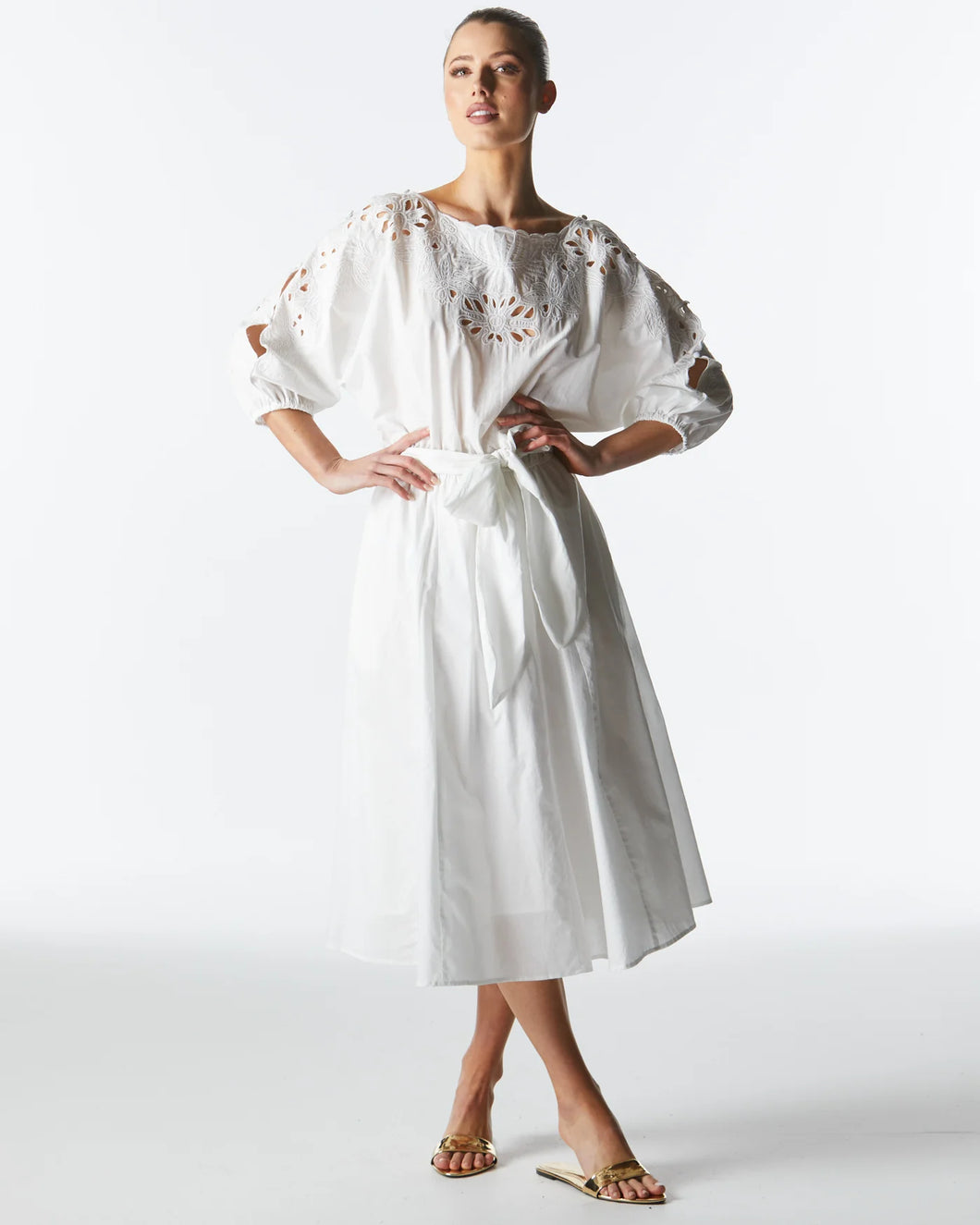 Fate + Becker Lily Pond Embroidered Dress Ivory