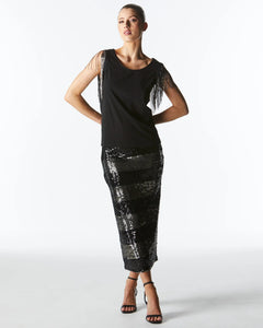 Fate + Becker Wild Ones Skirt Black Gunmetal Stripe