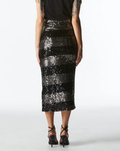 Load image into Gallery viewer, Fate + Becker Wild Ones Skirt Black Gunmetal Stripe
