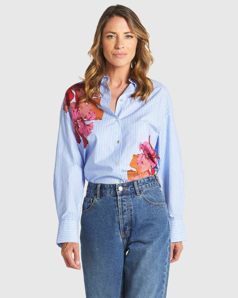 Fate + Becker Sweet Jane Shirt Blue Stripe