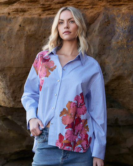 Fate + Becker Sweet Jane Shirt Blue Stripe