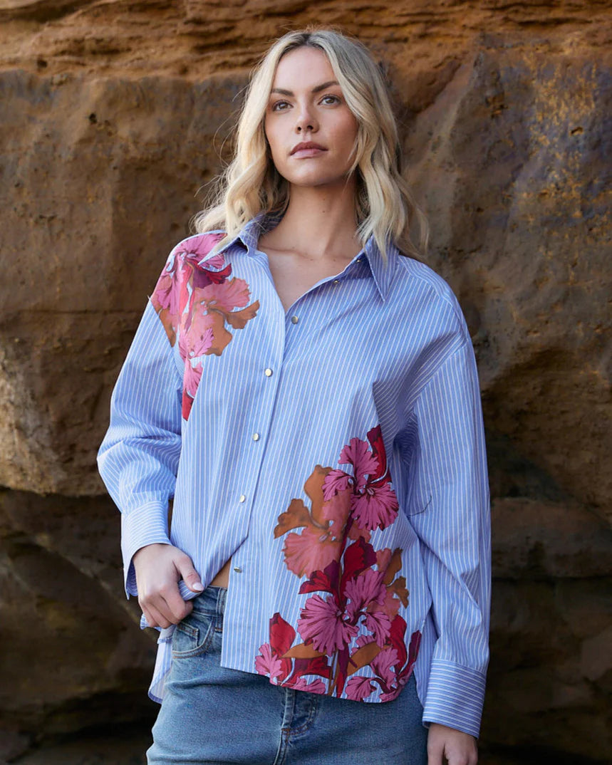 Fate + Becker Sweet Jane Shirt Blue Stripe