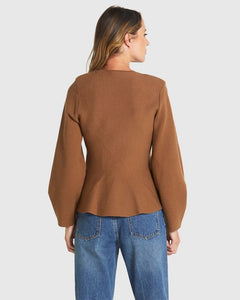 Fate + Becker Tiny Dancer Wrap Cardi Cinnamon