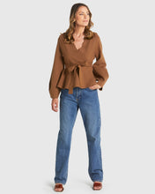 Load image into Gallery viewer, Fate + Becker Tiny Dancer Wrap Cardi Cinnamon
