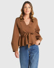 Fate + Becker Tiny Dancer Wrap Cardi Cinnamon